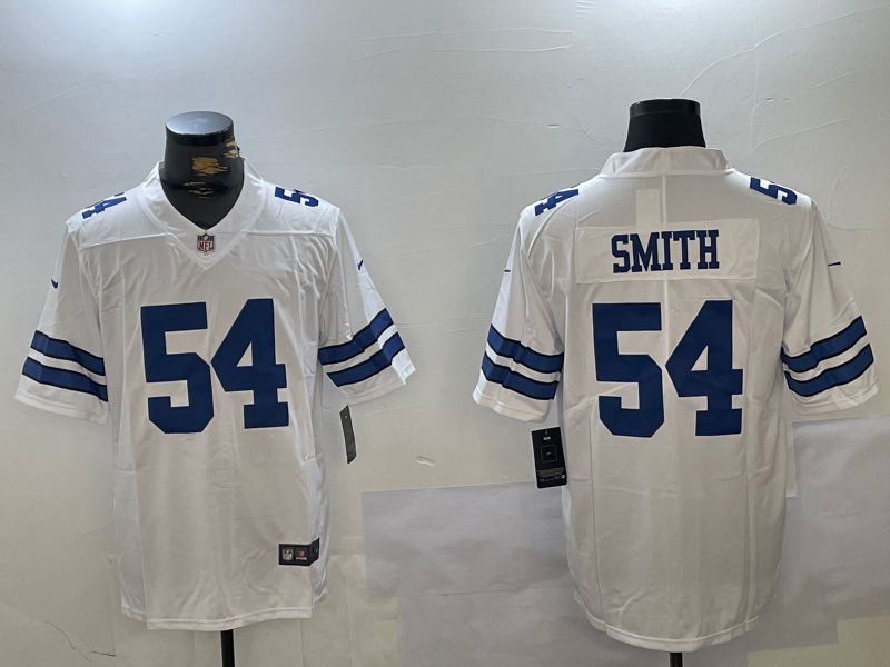 Men Dallas Cowboys #54 Smith White 2024 Nike Vapor Limited NFL Jersey style 5